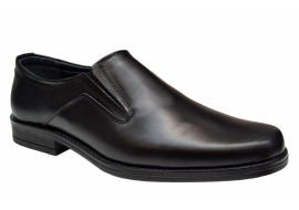 Pantofi barbati, eleganti, din piele naturala, cu elastic, Negru, ADYNEL